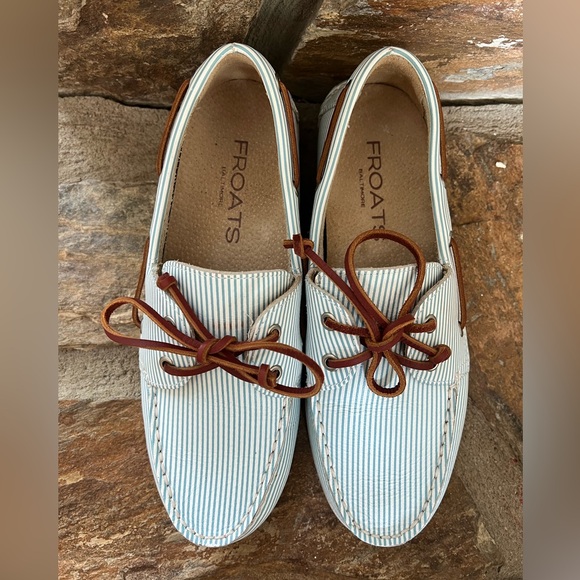 EUC- Men’s Froats Boat Shoes Blue & White Slip-Ons Size 8.5 - Picture 1 of 5